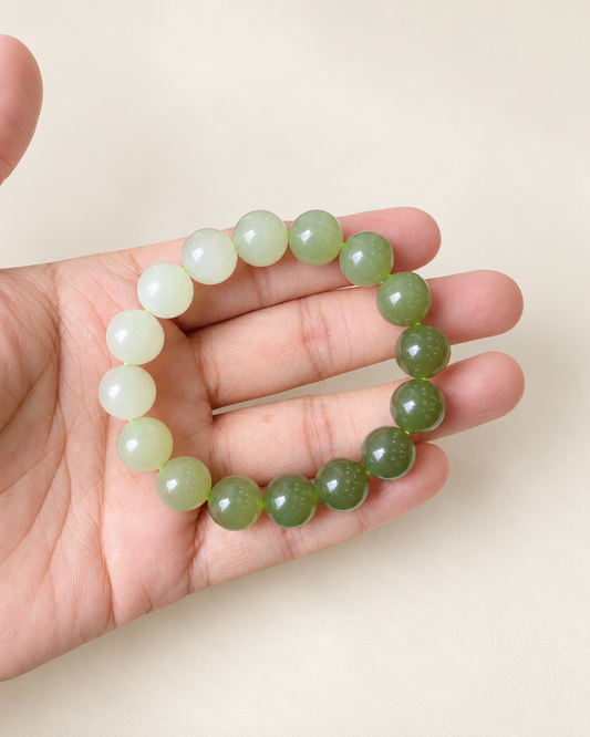 Nephrite Jade Bracelet, Green Gradient — another angle