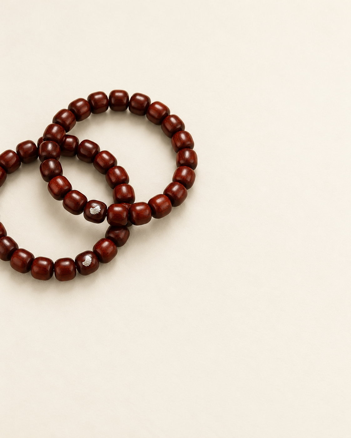 Zitan Bracelet, 10 mm Barrel Beads — another angle