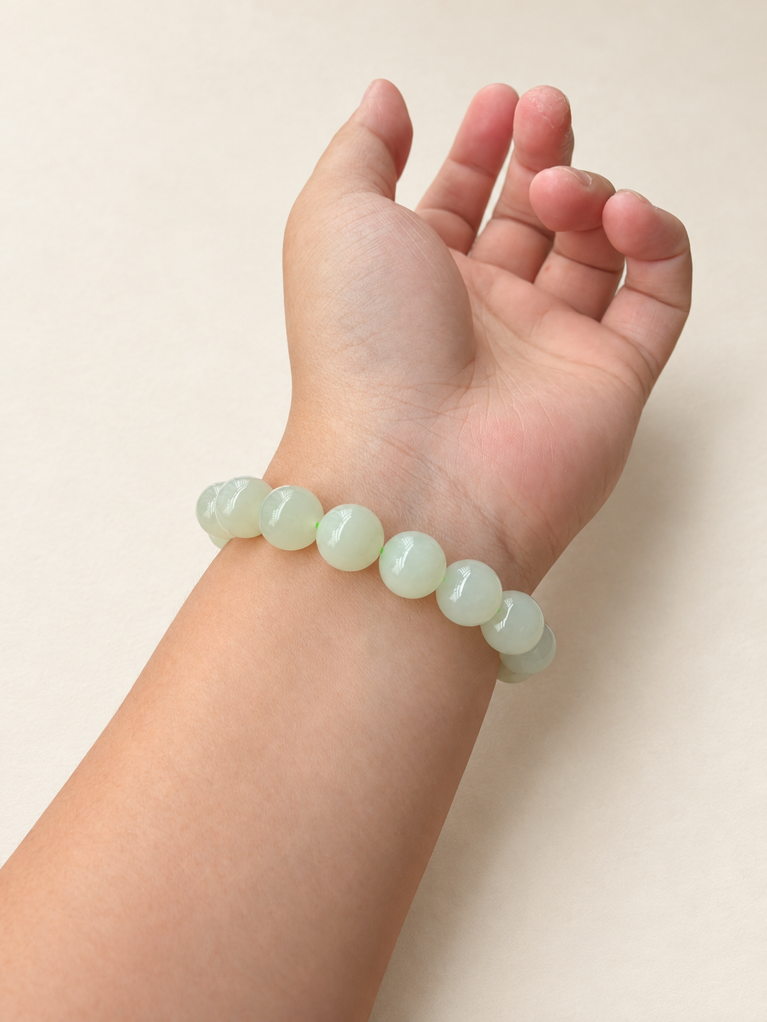 Nephrite Jade Bracelet, Pale Green — detail view