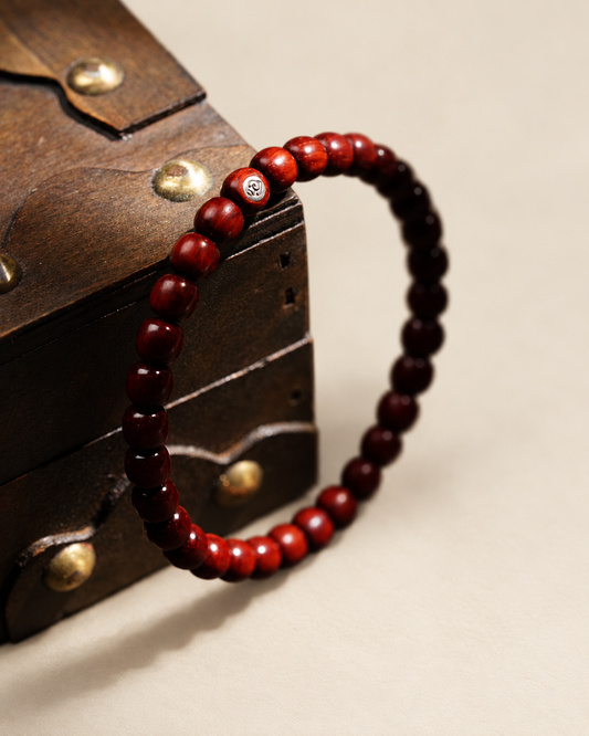 Zitan Bracelet, 6.5 mm Mud Grain — another angle