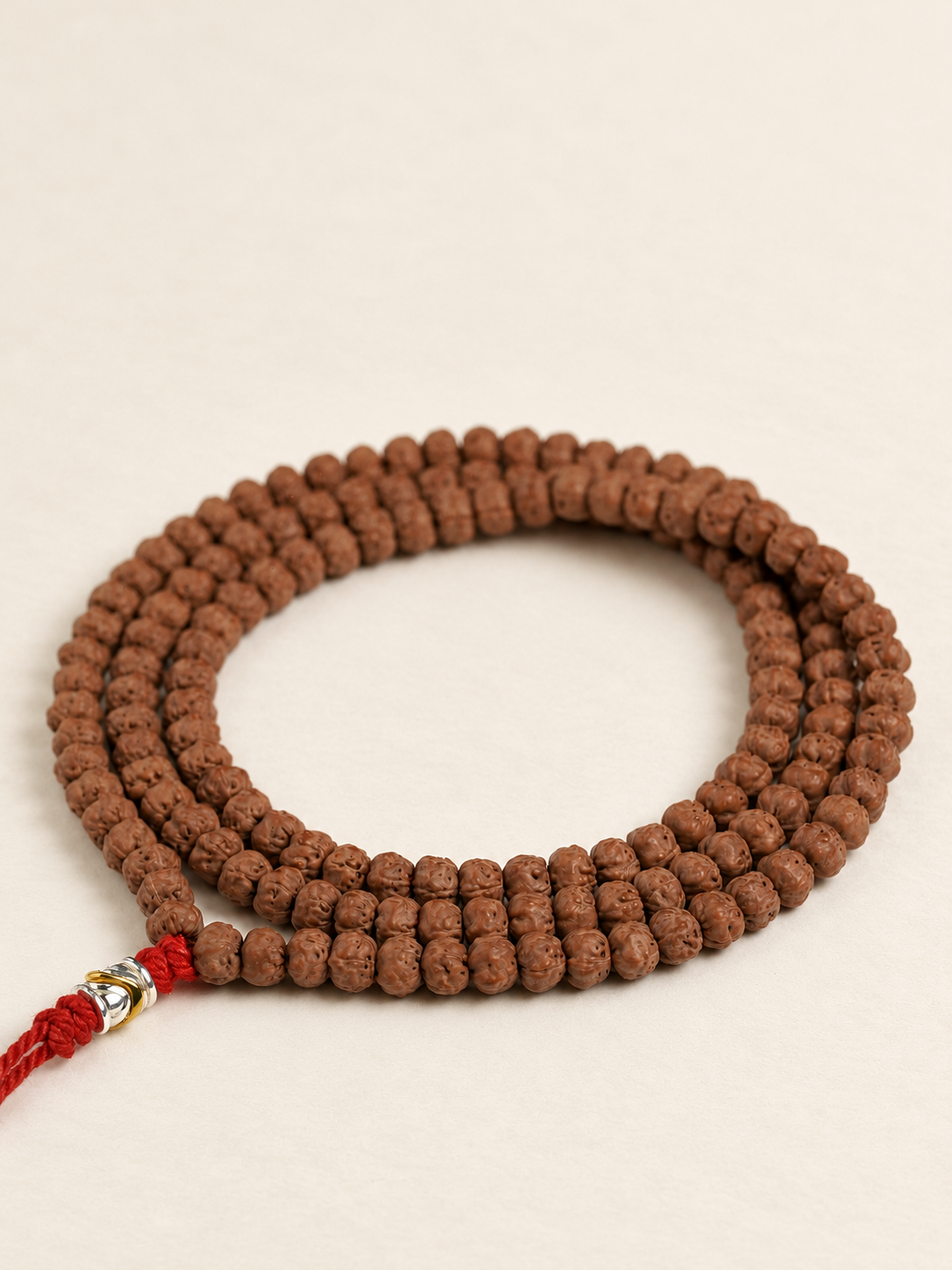 Rudraksha Strand, Selected Five-Lobed Beads — another angle