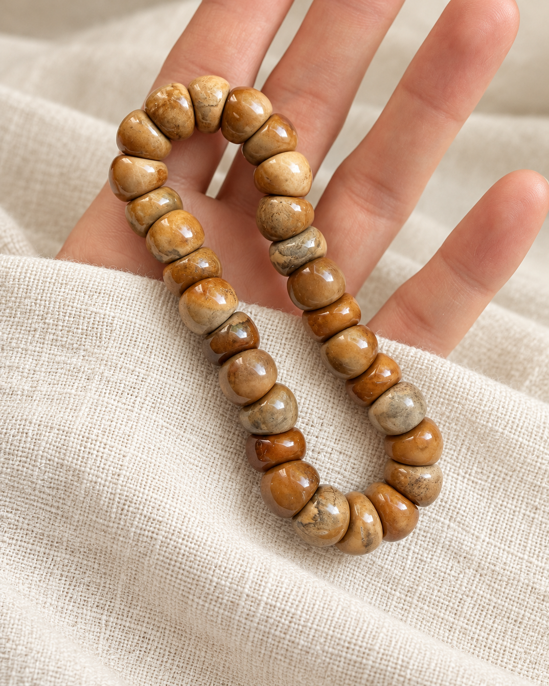 Kuke bracelet held in the hand to show its size