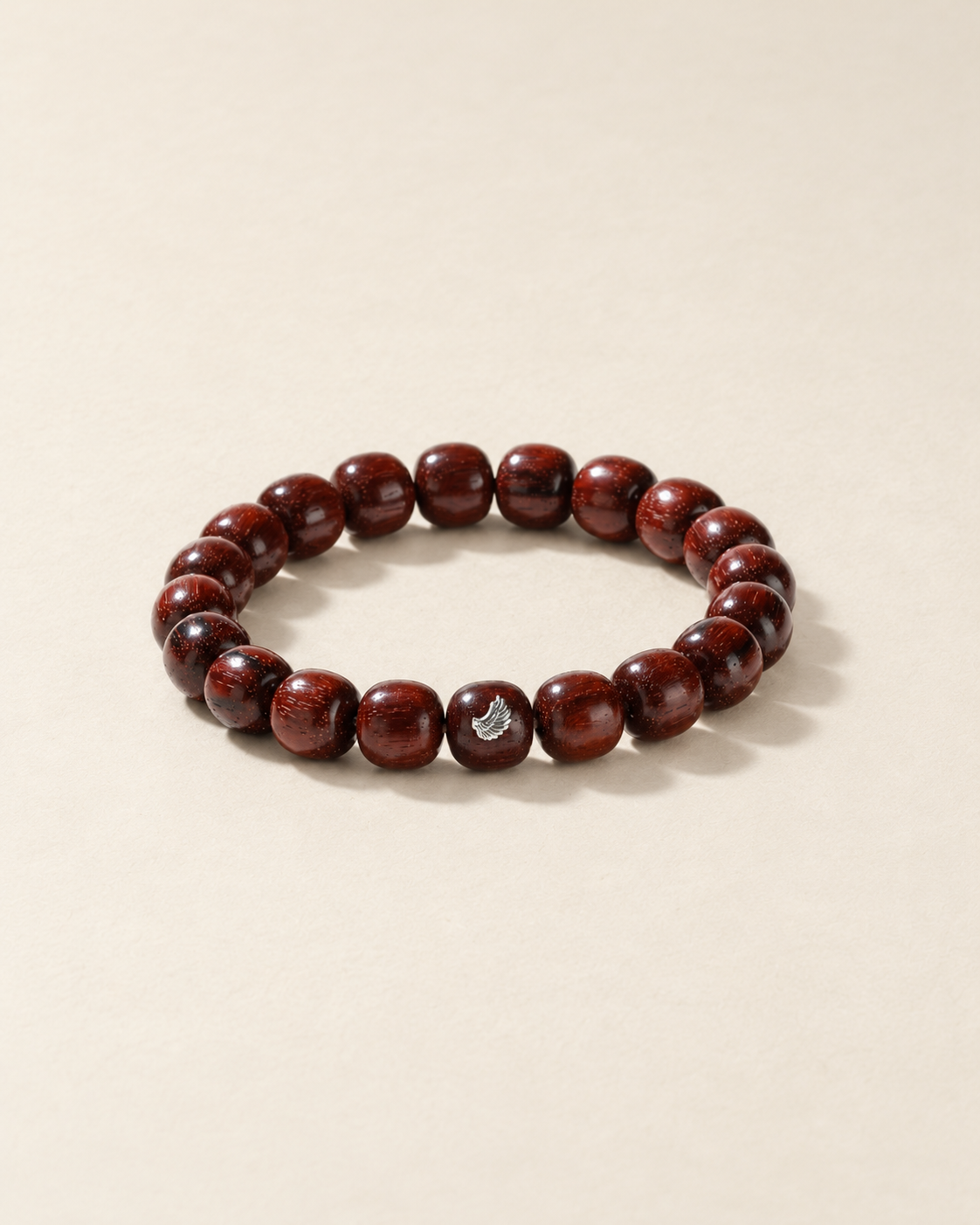 Rosewood Bracelet, Barrel Beads and Silver Detail