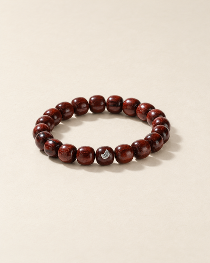 Rosewood Bracelet, Barrel Beads and Silver Detail