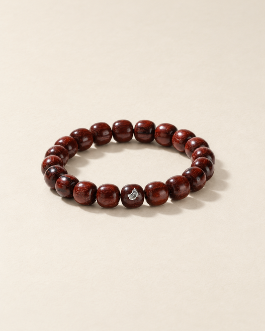 Rosewood Bracelet, Barrel Beads and Silver Detail
