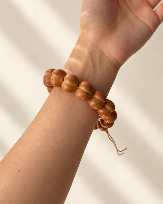 Walnut Bead Strand, Rounded Peach Forms