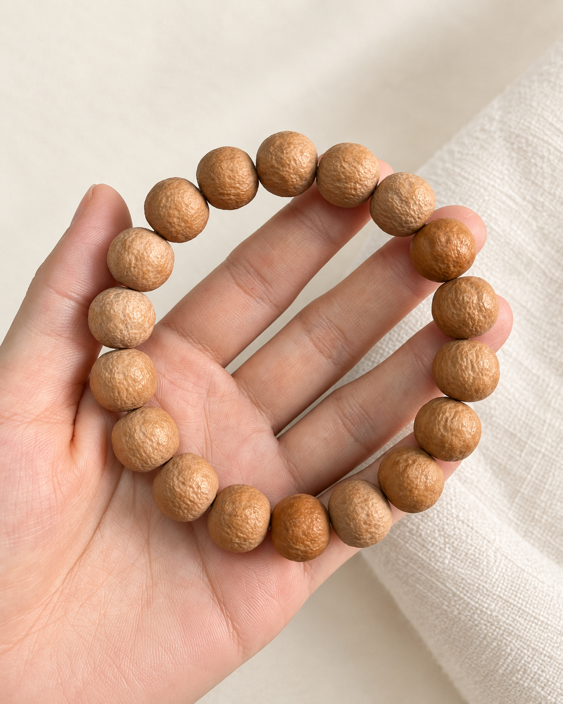 Walnut Bead Bracelet, Small Rounded Forms