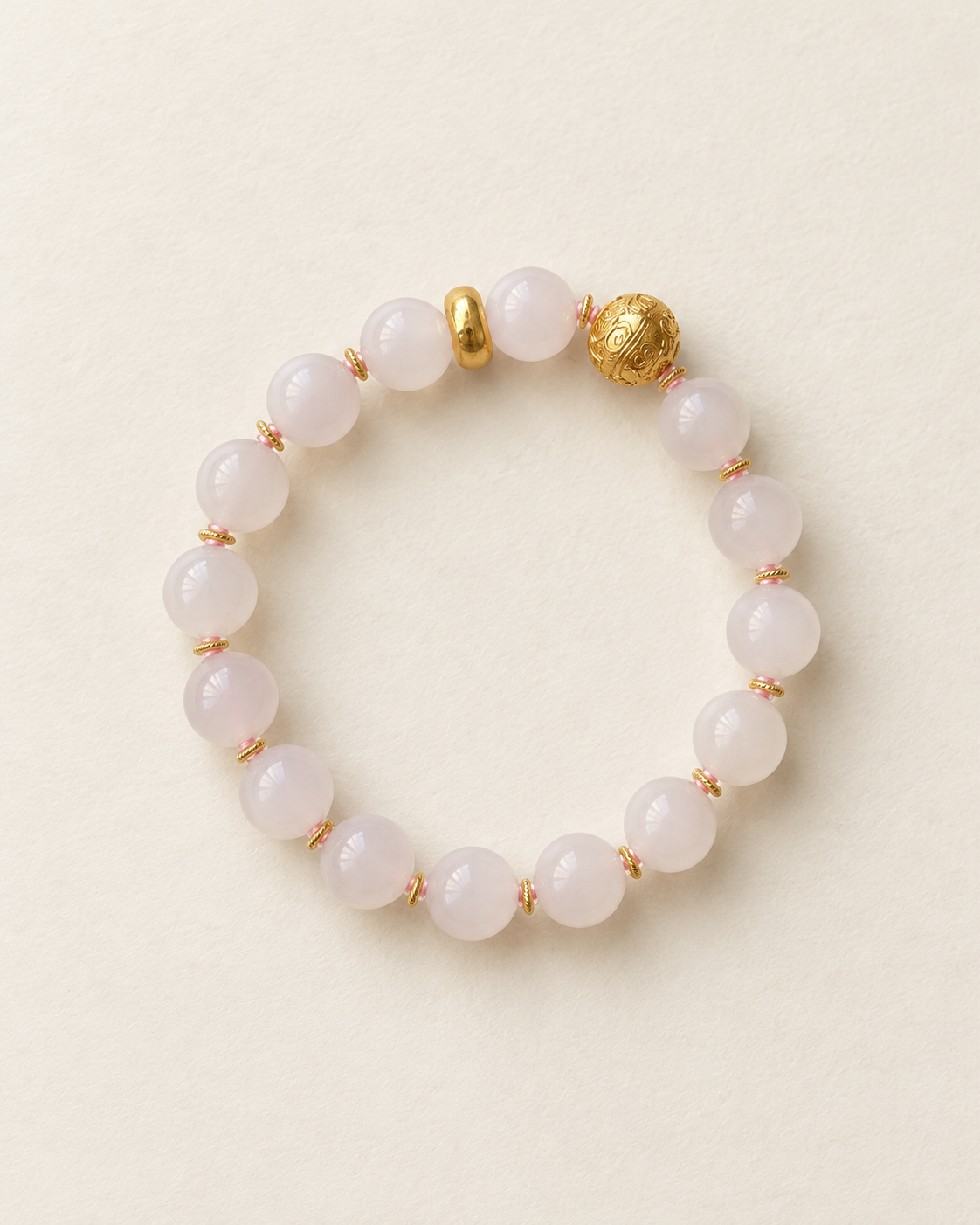 Soft pink nephrite jade bead bracelet