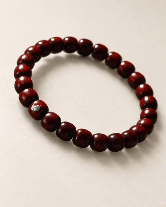Zitan Bracelet, 8 mm Barrel Beads — another angle
