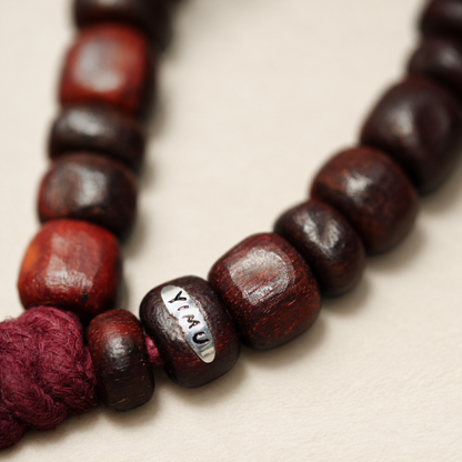 Zitan Hand Strand, Matte Irregular Beads — detail view