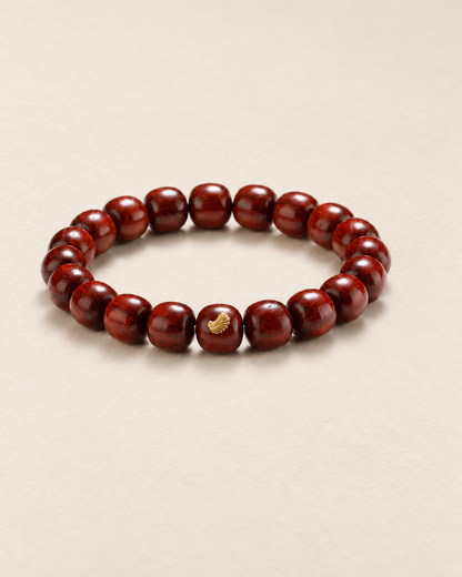 Rosewood Bracelet, Barrel Beads and Gold Tone Detail