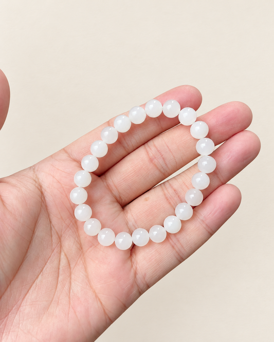 Nephrite Jade Bracelet, 8 mm White — another angle