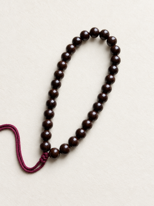 Coconut Calyx Hand Strand, Round Beads — another angle
