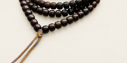 Coconut Calyx Strand, 108 Barrel Beads — detail view