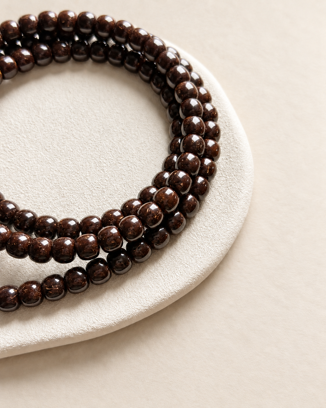 Coconut Bead Strand, 108 Barrel Beads