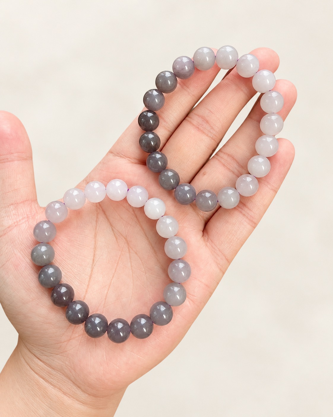 Nephrite Jade Bracelet, Smoky Purple Gradient — another angle