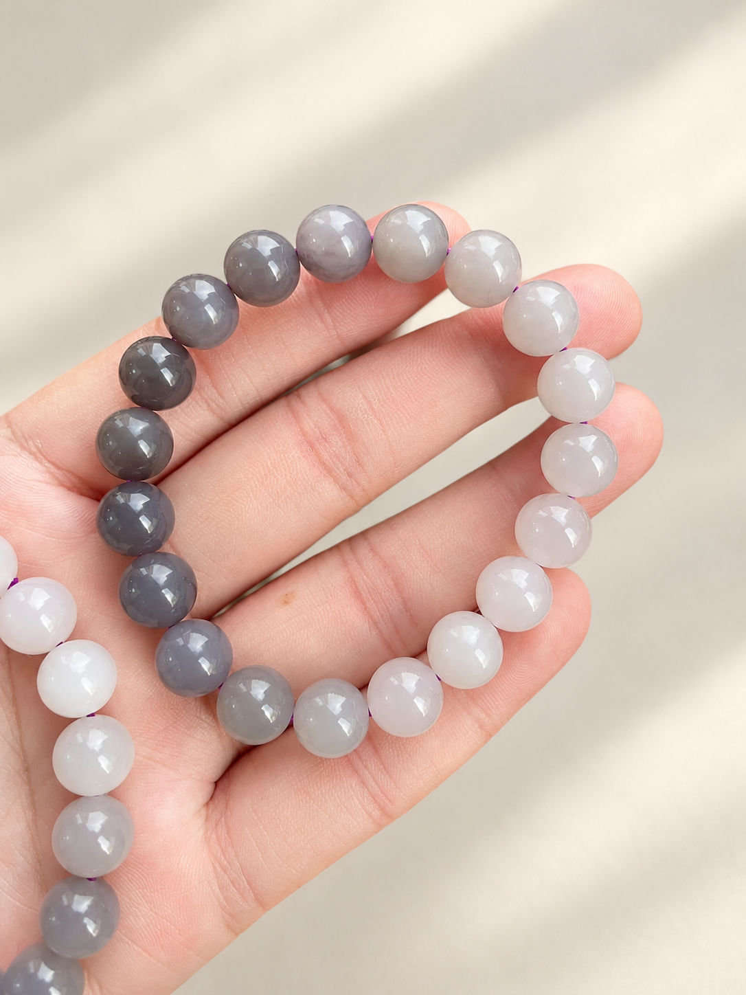 Nephrite Jade Bracelet, Smoky Purple Gradient — detail view