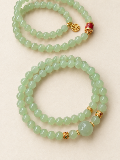 Nephrite Jade Bracelet, 6 mm Pale Green — detail view