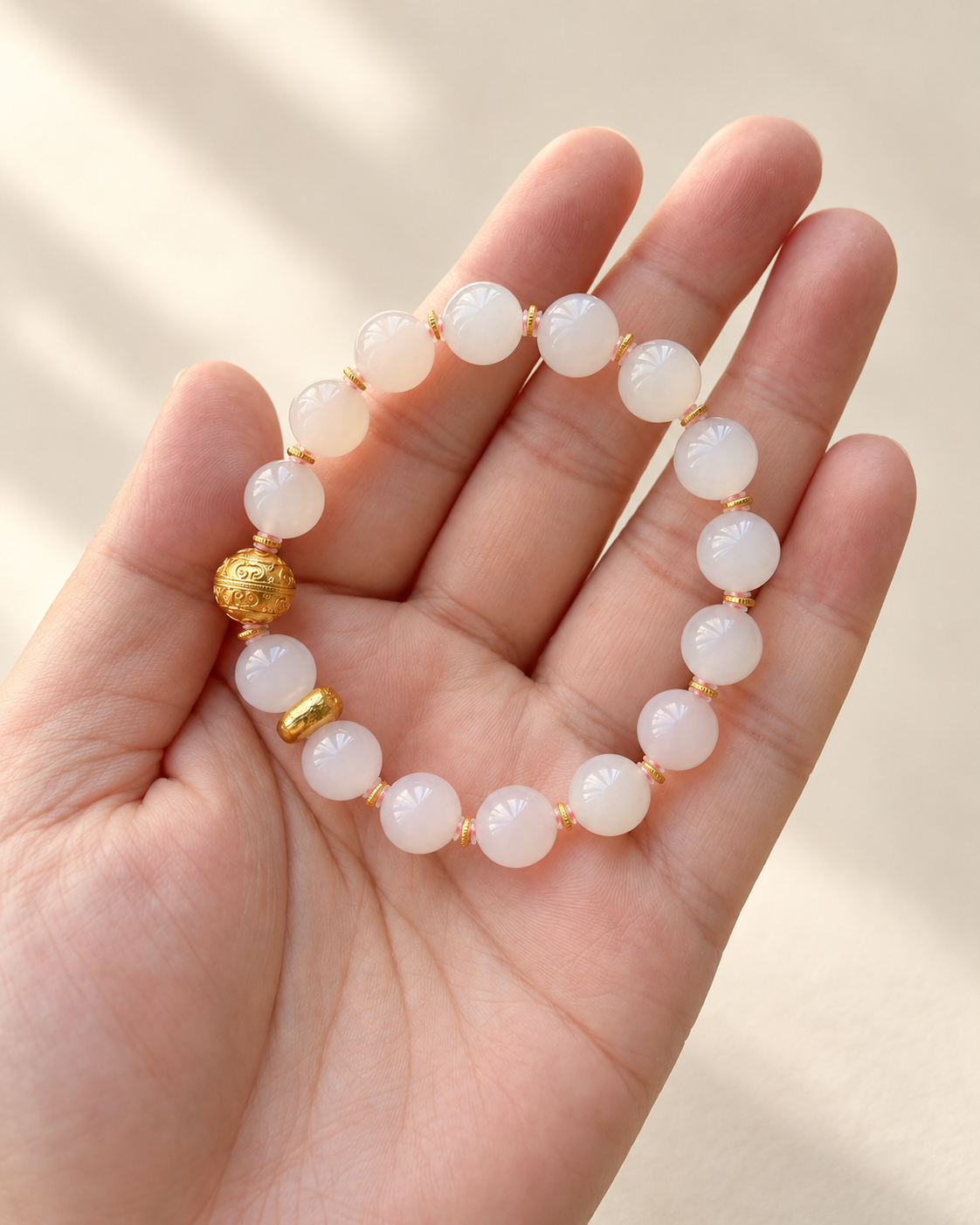 Nephrite Jade Bracelet, Soft Pink — another angle