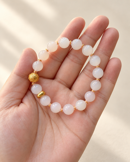 Nephrite Jade Bracelet, Soft Pink — another angle
