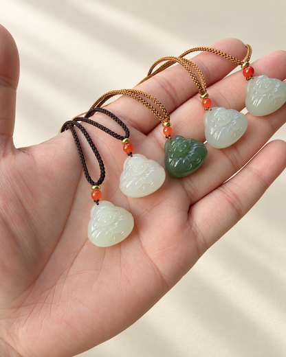Nephrite Jade Pendant, Small Buddha — another angle