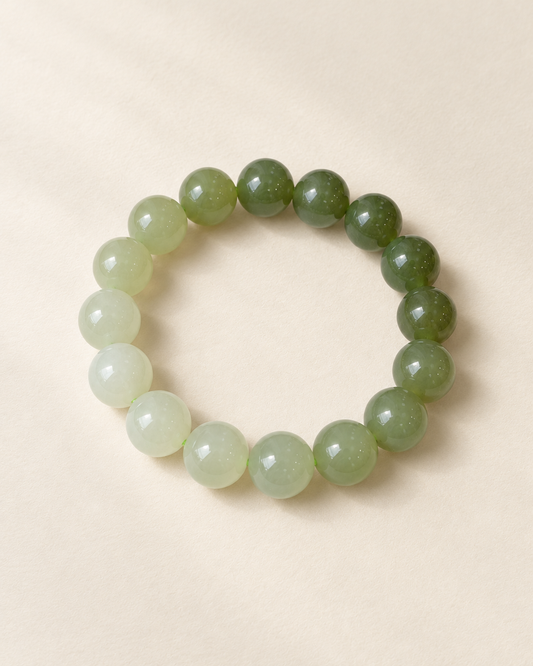Jade bead bracelet, gradient tones