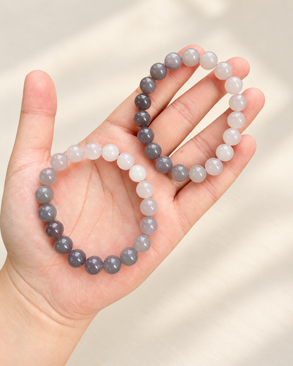Jade bracelet with smoky purple gradient beads